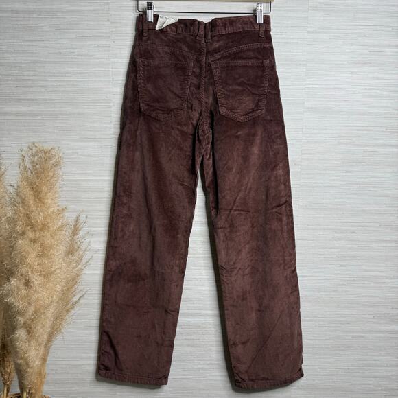Free People corduroy pants high rise straight cotton blend boho fall winter 29 - Picture 6 of 9